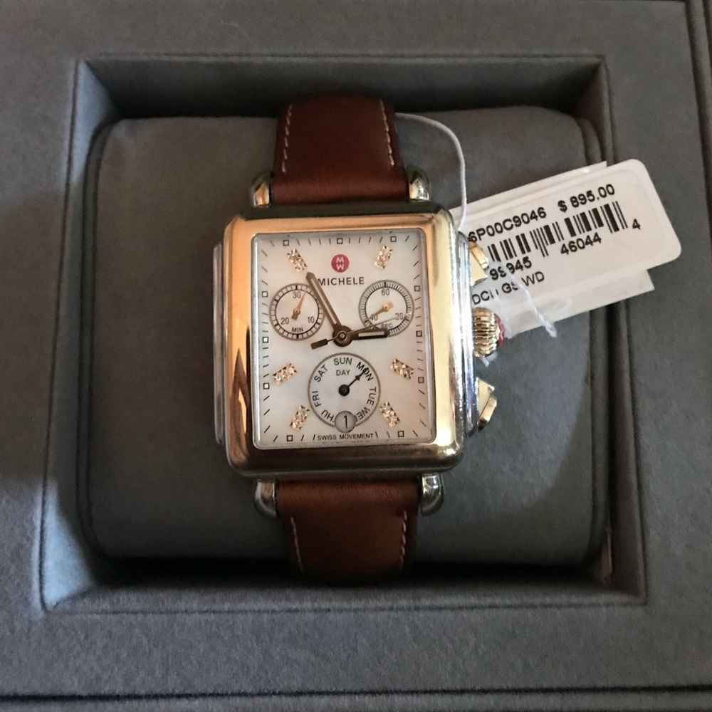 MICHELE Diamond Dial Two-Tone Watch